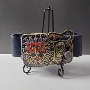 Vintage Golden Hands Lee Bernay Brass Belt Genuine Leather Lion Made In India